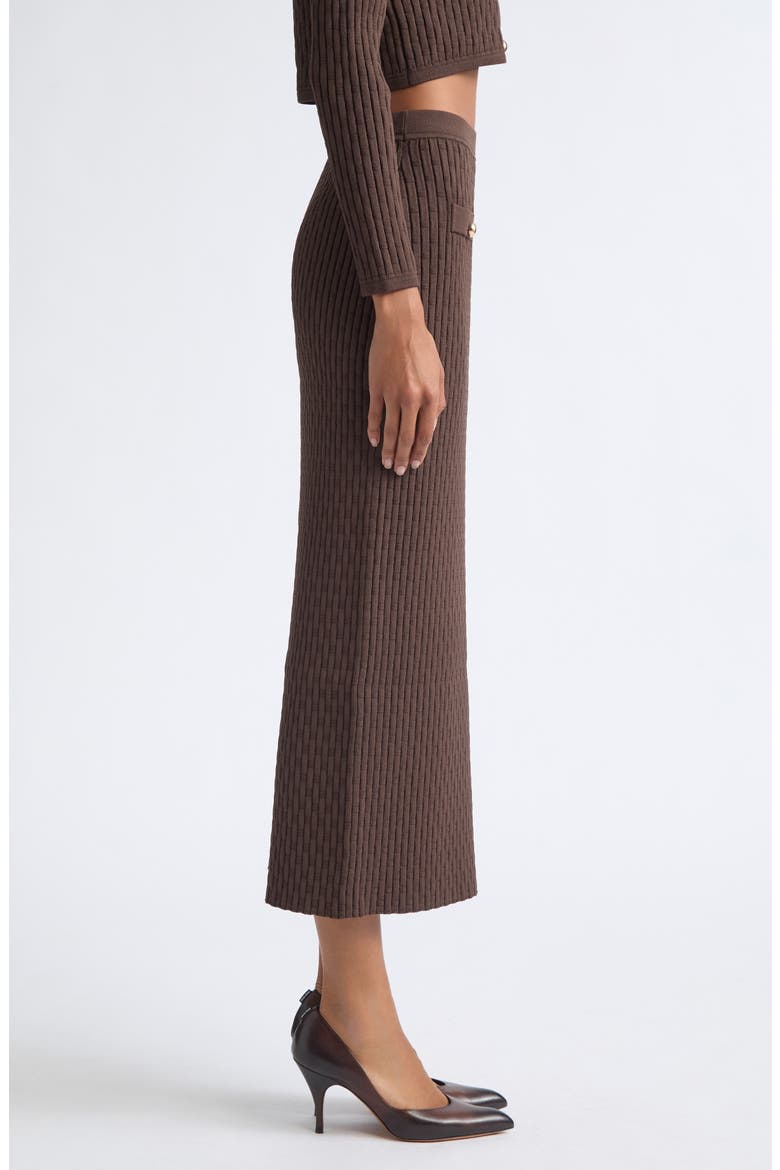 Milla Ribbed Midi Skirt, Alternate, color, ESPRESSO