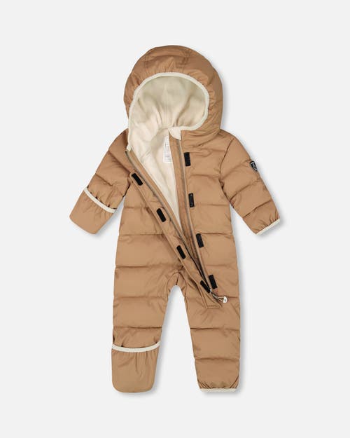 Deux Par Deux Gender Inclusive One-piece Cloud Compressible Snowsuit Designed For Car Seat In Brown