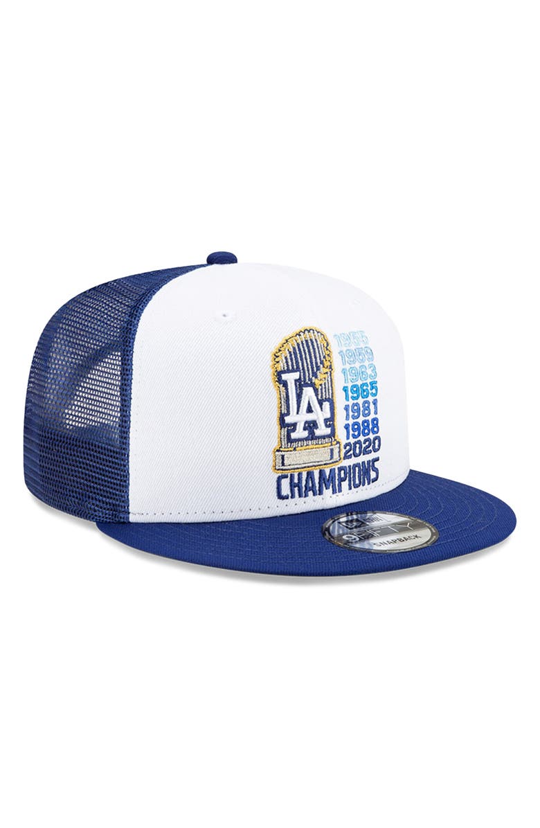 New Era Men's New Era Royal Los Angeles Dodgers 2020 MLB World Series Champions Title Trucker 9FIFTY Snapback Hat, Main, color,