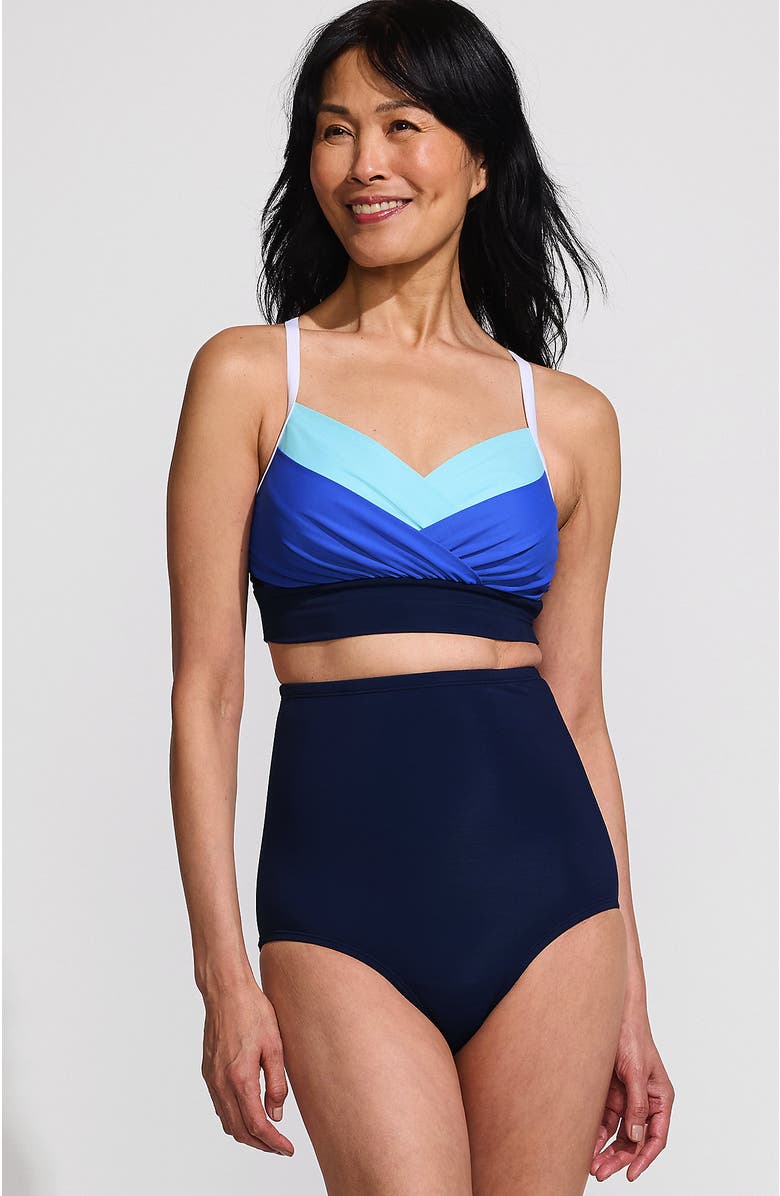 Lands' End Slender Suit Pleated Tankini Top, Main, color,