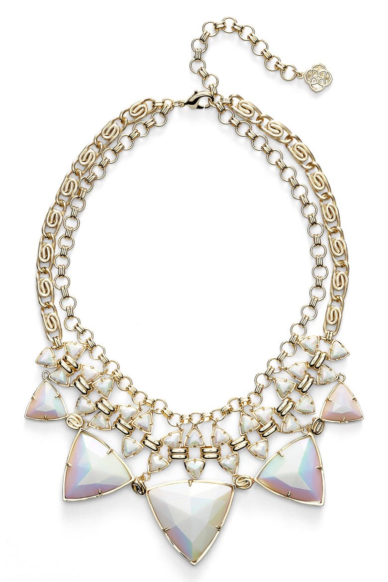 'Emily' Stone Statement Necklace, Main, color, IRIDESCENT WHITE OPAQUE GLASS