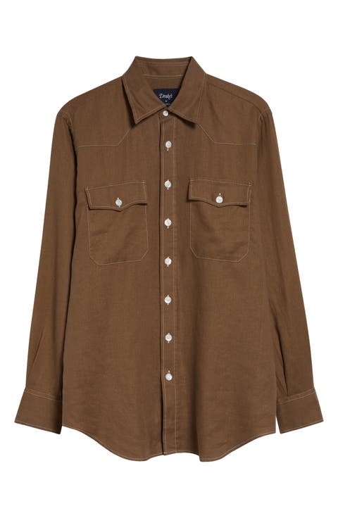 Western Linen Button-Up Shirt
