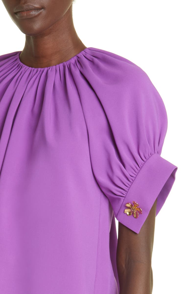 Oscar de la Renta Gathered Stretch Silk Blouse, Alternate, color, 