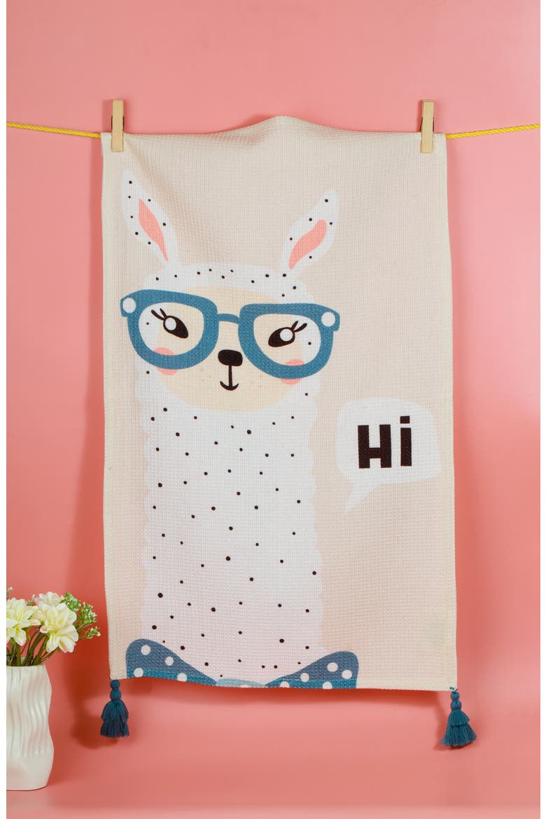 No Drama Llama Set of 3 Kitchen Towels, Alternate, color, PERIWINKLE BLUE