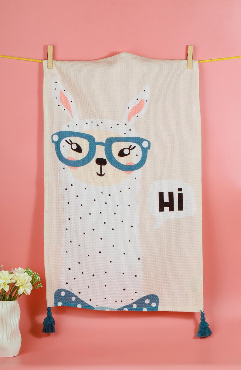 Tiramisu No Drama Llama Set of 3 Kitchen Towels, Alternate, color, Periwinkle Blue