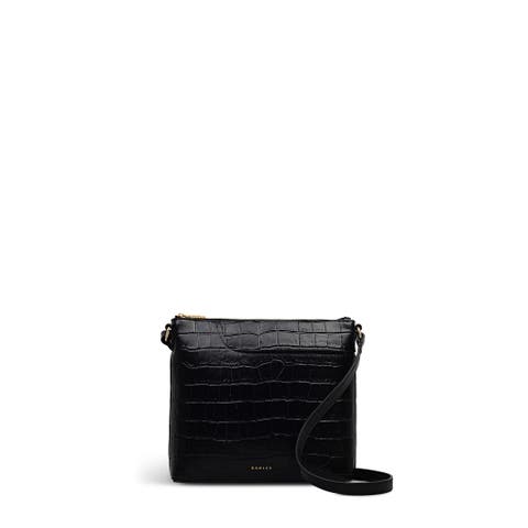 Pockets - Faux Croc Small Ziptop Crossbody Bag