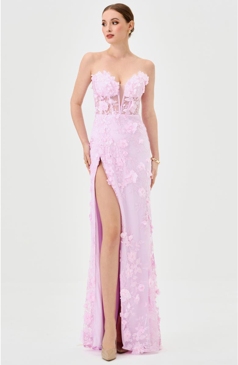 Bariano Teri 3D Floral Gown, Main, color, Pink