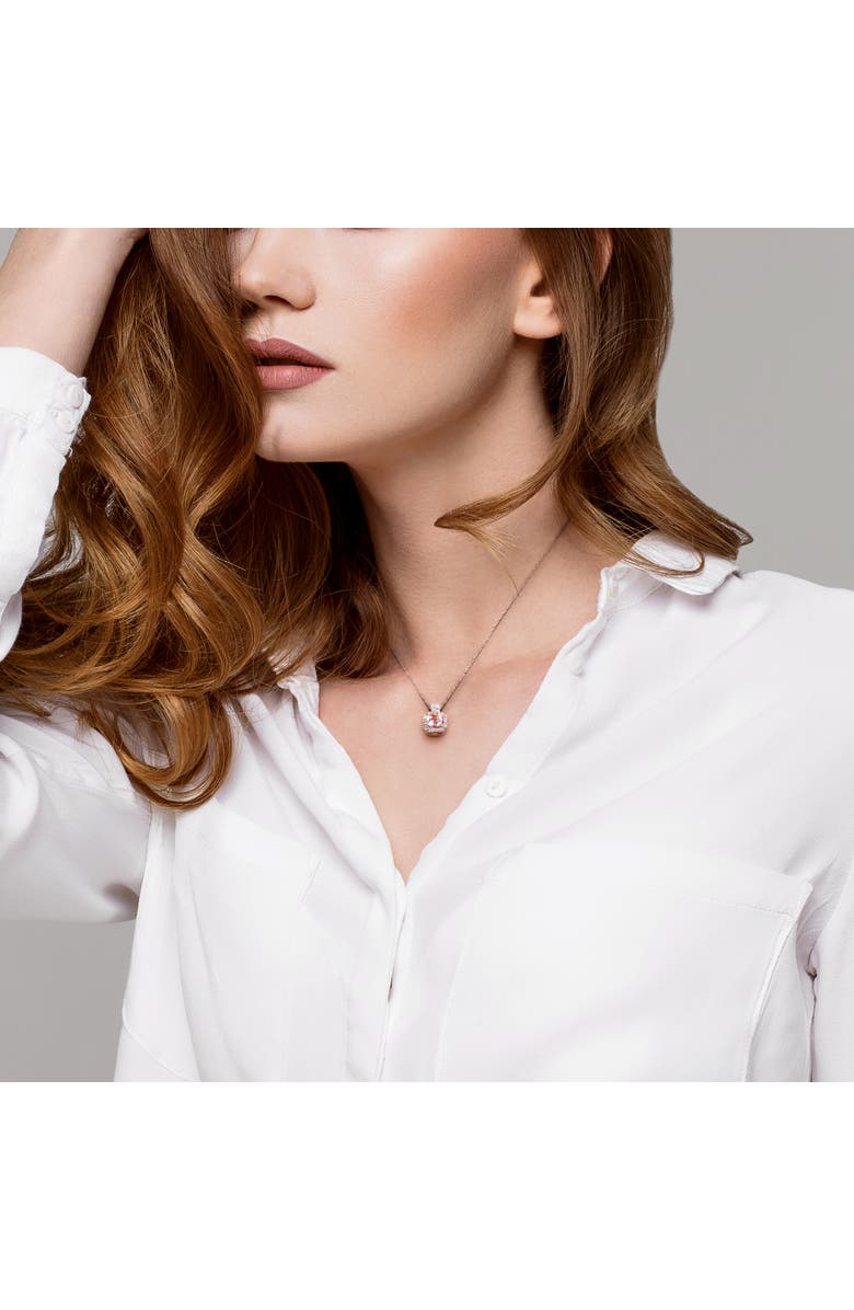 Julianna B. Gemstone & Diamond Halo Cluster Necklace 10K, Alternate, color, Morganite/Rose Gold