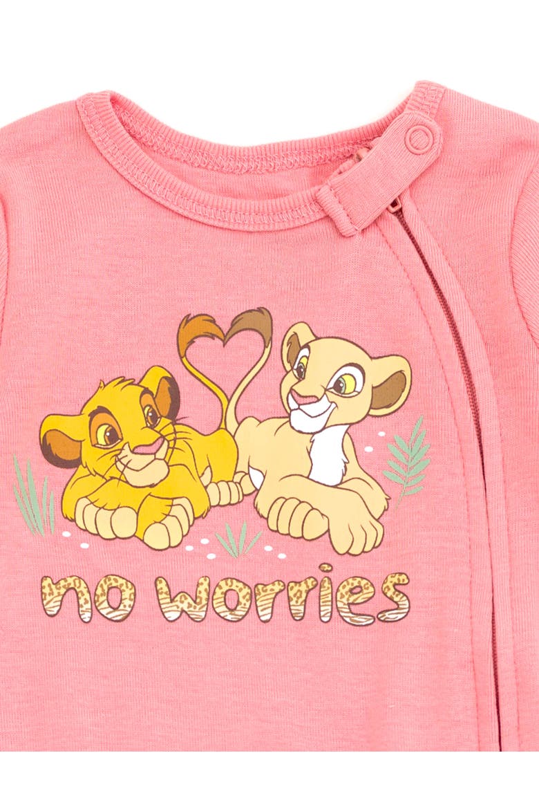 Lion King 2-Pack Footed Sleep N' Play Coveralls, Alternate, color, Lion Pink Oatmeal