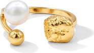 LA MENO Aphrodite 18k Gold Plated Imitation Pearl Bypass Ring
