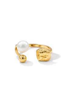 Aphrodite 18k Gold Plated Imitation Pearl Bypass Ring