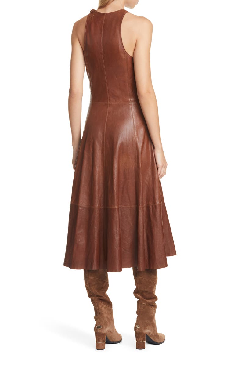Polo Ralph Lauren Leather Sleeveless Fit & Flare Dress, Alternate, color, 