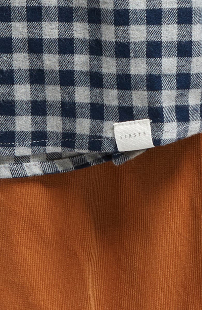 PL Baby by Petit Lem Gingham Organic Cotton Flannel Shirt & Corduroy Pants Set, Alternate, color,