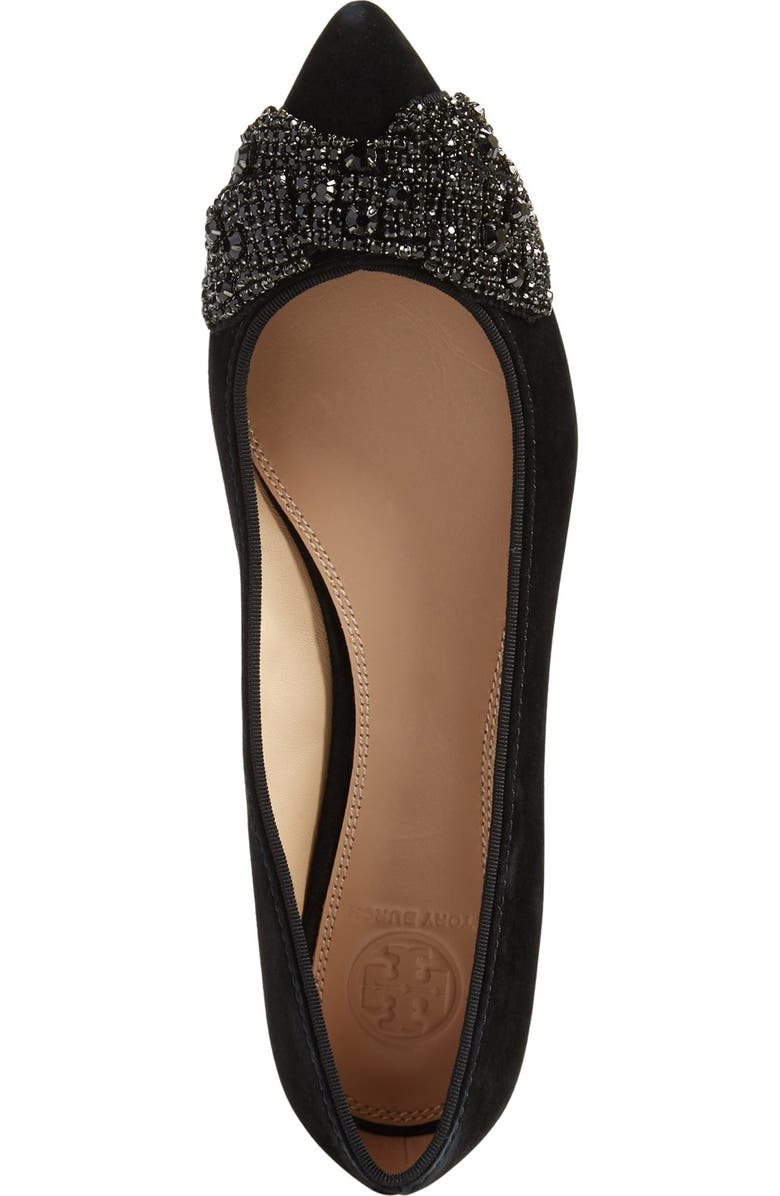 Tory Burch Vanessa Embellished Bow Flat, Alternate, color,