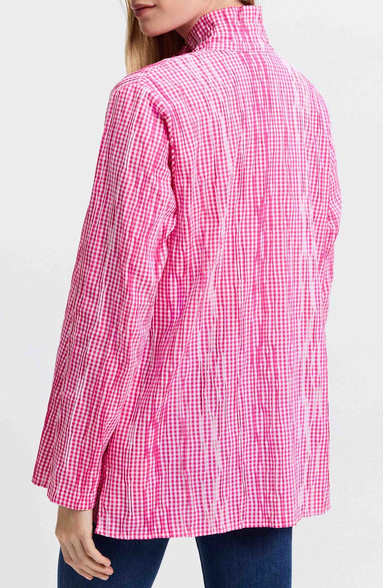 Foxcroft Carolina Gingham Crinkle Cotton Blend Button-Up Shirt, Alternate, color,