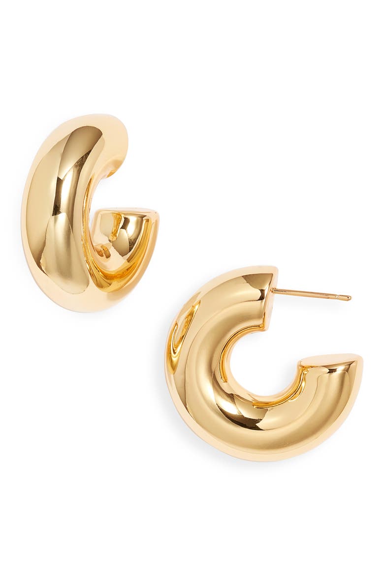 High Polish Chunky Hoop Earrings, Main, color, GOLD