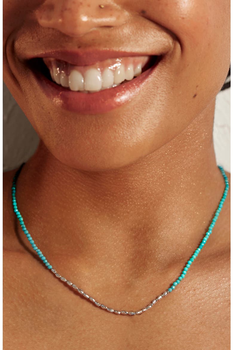 Mini Nugget Stone Beaded Necklace, Alternate, color, SILVER