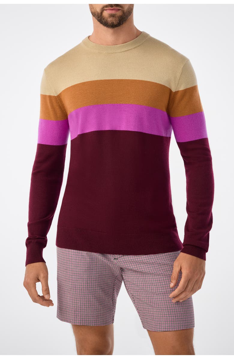 MR TURK Romero Slim Fit Color Block Crewneck Sweater, Alternate, color, Elderberry Multi
