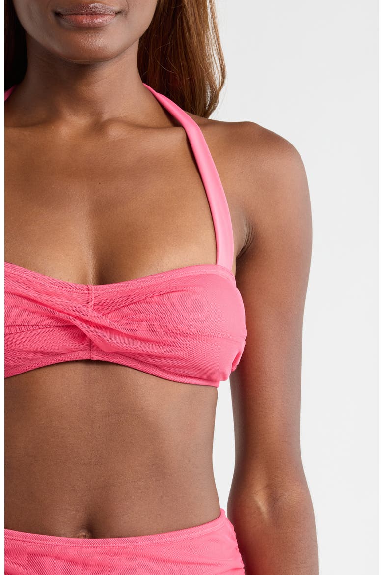 Twist Front Mesh Bikini Top, Alternate, color, RASPBERRY SOLID