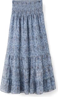 MANGO TEEN Smocked Print Maxi Skirt