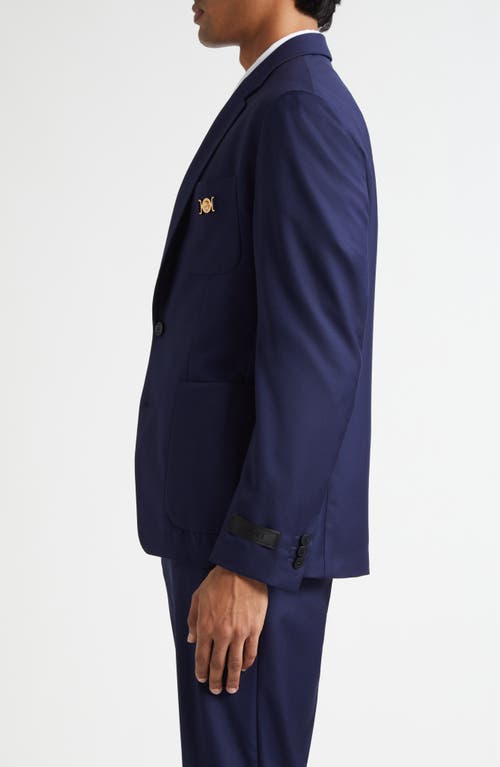 Versace Medusa Biggie Wool Plain Weave Sport Coat In Blue