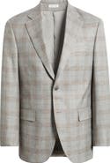 Peter Millar Flynn Classic Fit Light Grey Plaid Wool Blend Sport Coat
