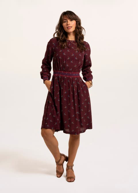Copper Smocked Detail Dress