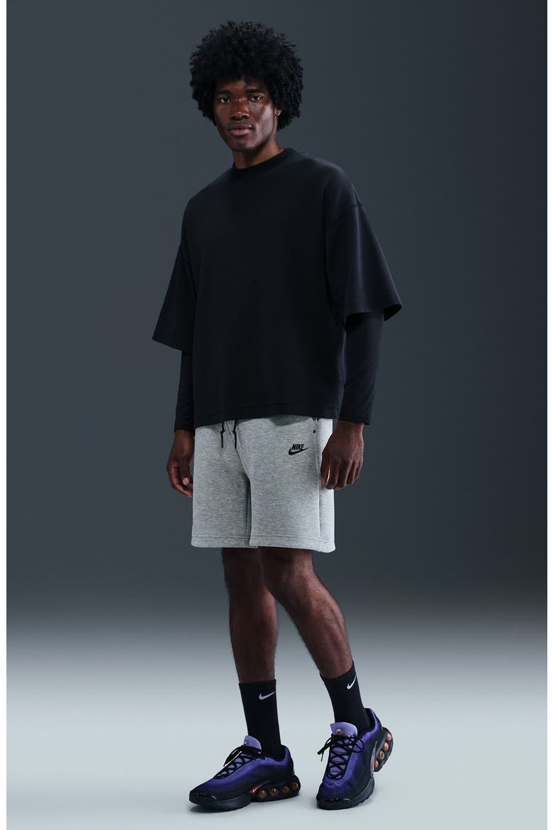 Tech Fleece Drawstring Shorts, Alternate, color, DARK GREY HEATHER/ BLACK