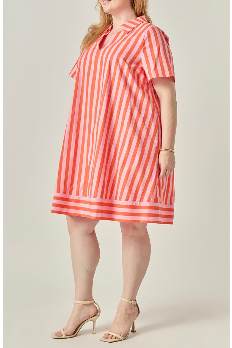 Striped Jacquard Shirt Dress, Alternate, color, PINK/ ORANGE