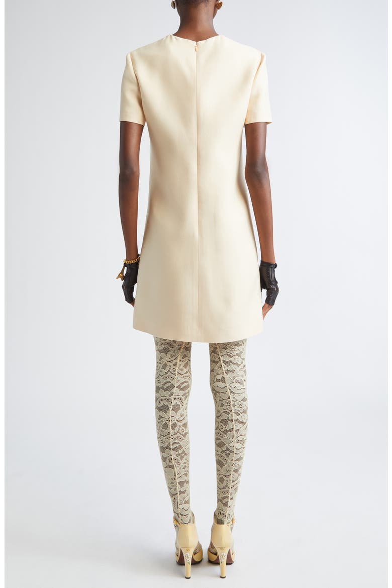 Beaded Bow Detail Crepe Couture Minidress, Alternate, color, CREAM/ BLACK