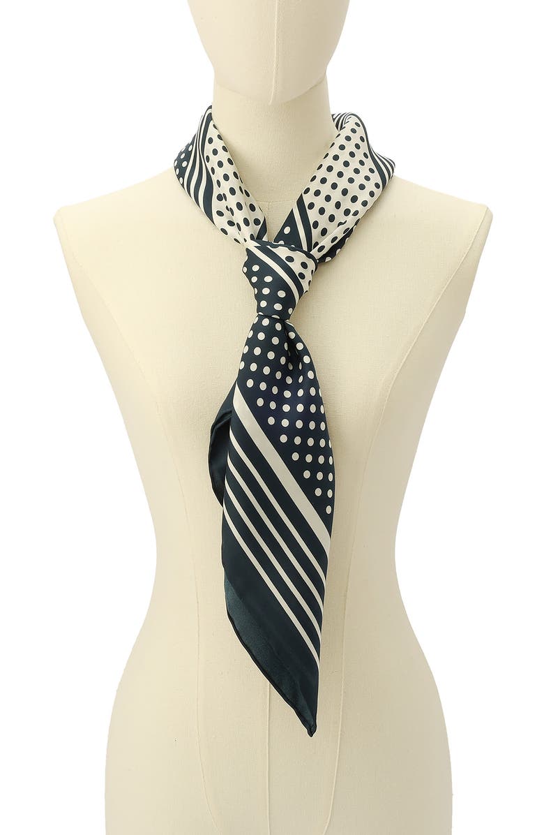 Kate Spade New York dot silk square scarf, Alternate, color, Navy/ Cream