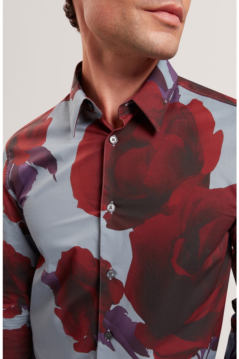 Givira Print Cotton Button-Up Shirt, Alternate, color, TEAL-BLUE
