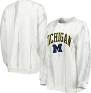 LEAGUE COLLEGIATE WEAR Men's League Collegiate Wear White/Silver Michigan Wolverines Classic Arch Dye Terry Pullover Sweatshirt