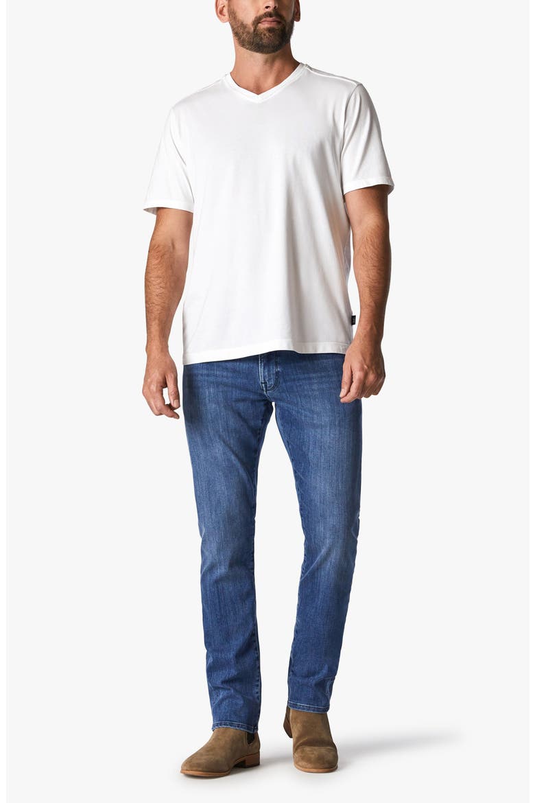 Deconstructed V-Neck Pima Cotton T-Shirt, Alternate, color, WHITE