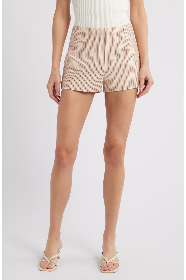 Noto Cotton Blend Micro Shorts, Main, color, PINSTRIPE GARNET/ BLUSH