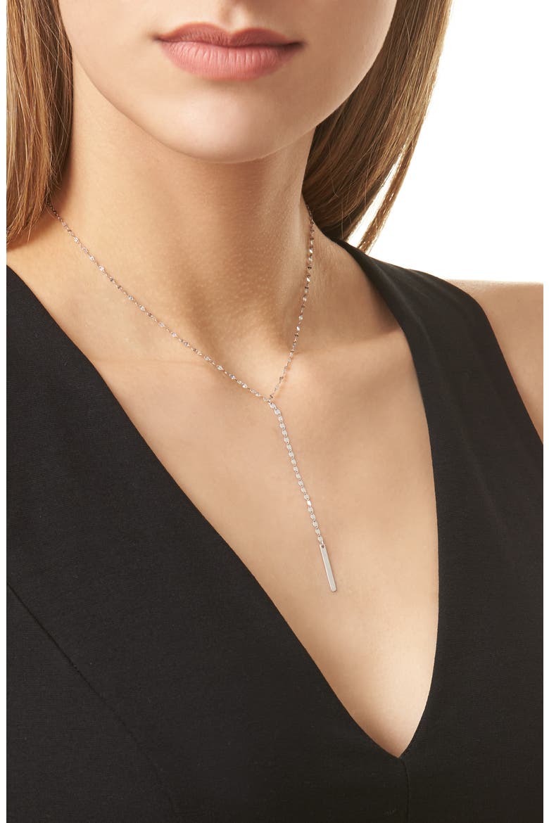 Nude Remix 14K Gold Bar Y-Necklace, Alternate, color, WHITE GOLD