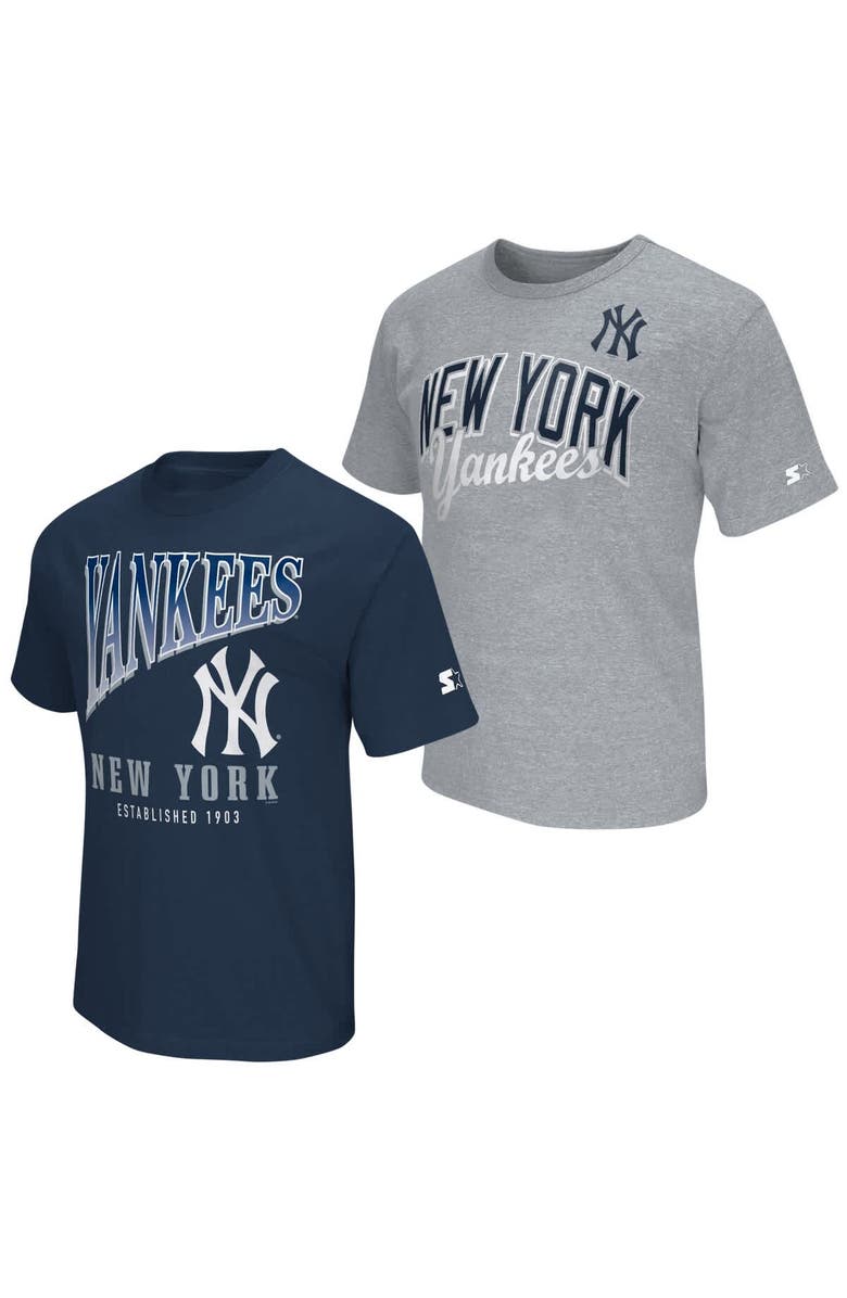 STARTER Men's Starter Navy/Heather Gray New York Yankees Two-Pack T-Shirt Set, Main, color, Navy