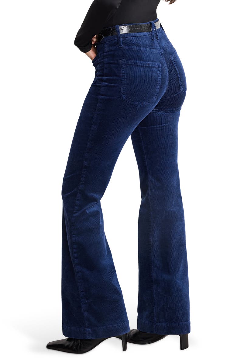 Good American Good Legs Patch Pocket Flare Corduroy Pants, Alternate, color, Midnight002