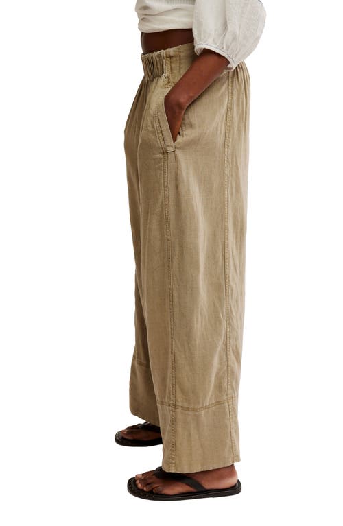 Free People Days End Pull-on Linen Blend Wide Leg Pants In Caiman