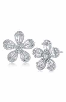 CZ by Kenneth Jay Lane Cubic Zirconia Floral Stud Earrings