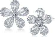 CZ by Kenneth Jay Lane Cubic Zirconia Floral Stud Earrings