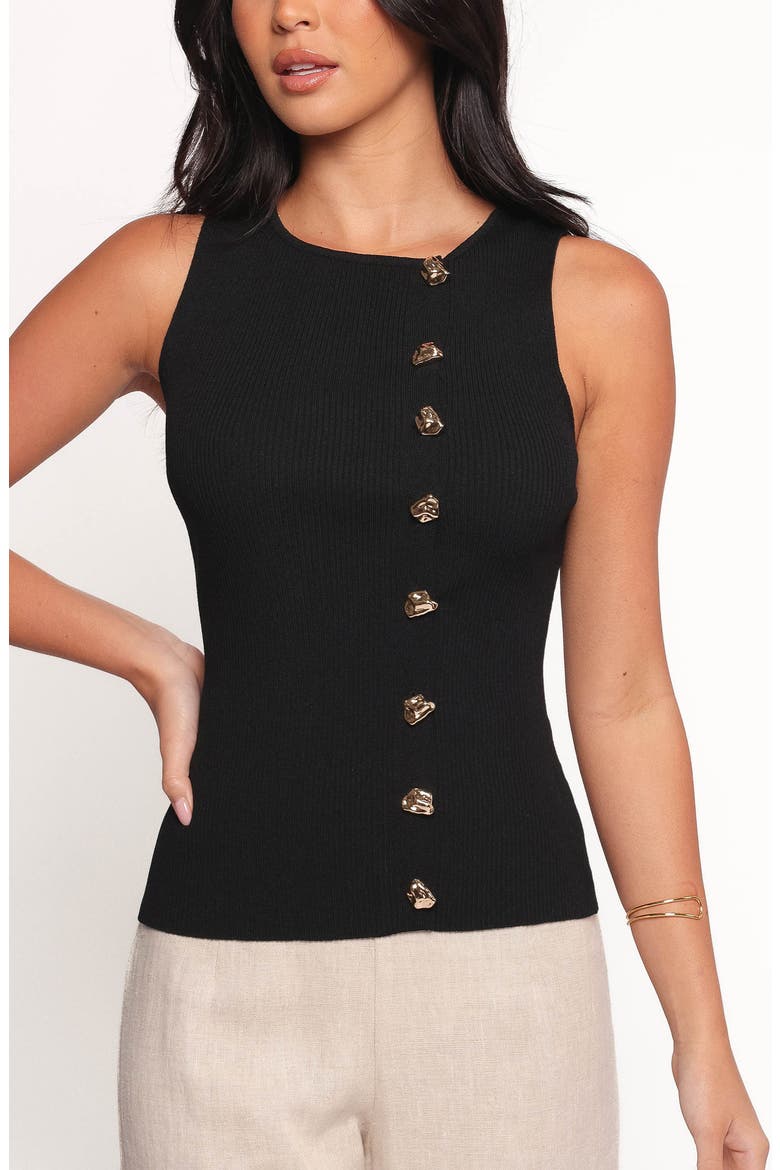 Lysa Button-Up Knit Tank, Alternate, color, BLACK