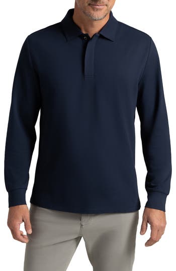 Hypernatural Biscayne Long Sleeve Supima® Cotton Blend Polo In Blue