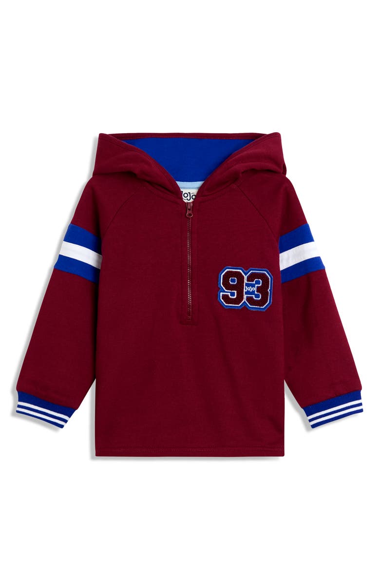 JOJO MAMAN BEBE Kids' Varsity Cotton Half Zip Hoodie & Joggers Set, Alternate, color, Burgundy