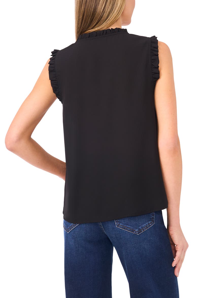 Frill Detail Sleeveless Georgette Top, Alternate, color, RICH BLACK