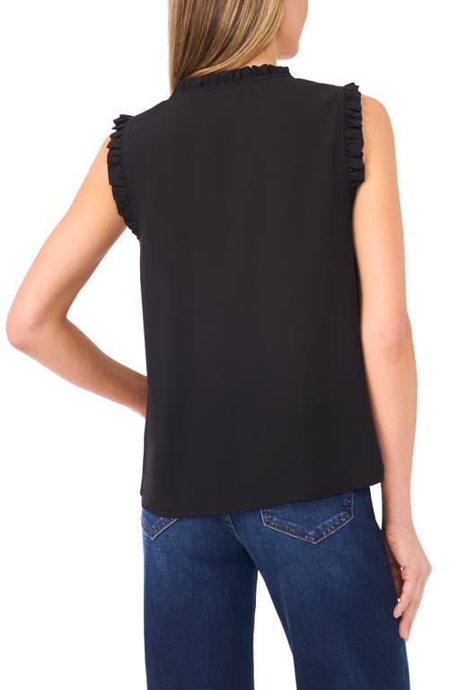 Cece Frill Detail Sleeveless Georgette Top In Black
