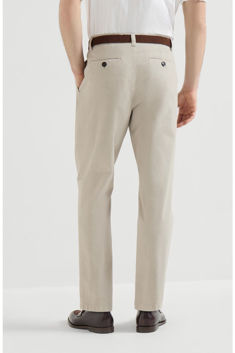 Garment-dyed trousers in peached cotton gabardine, Alternate, color, White