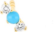 EF Collection Single Diamond & Turquoise Bar Stud Earring