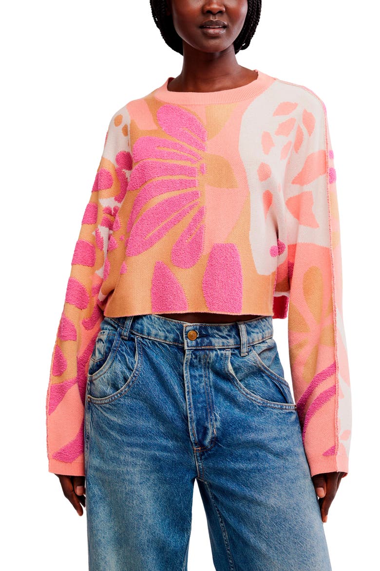 Mia Pullover Sweater, Main, color, CORAL KISS COMBO
