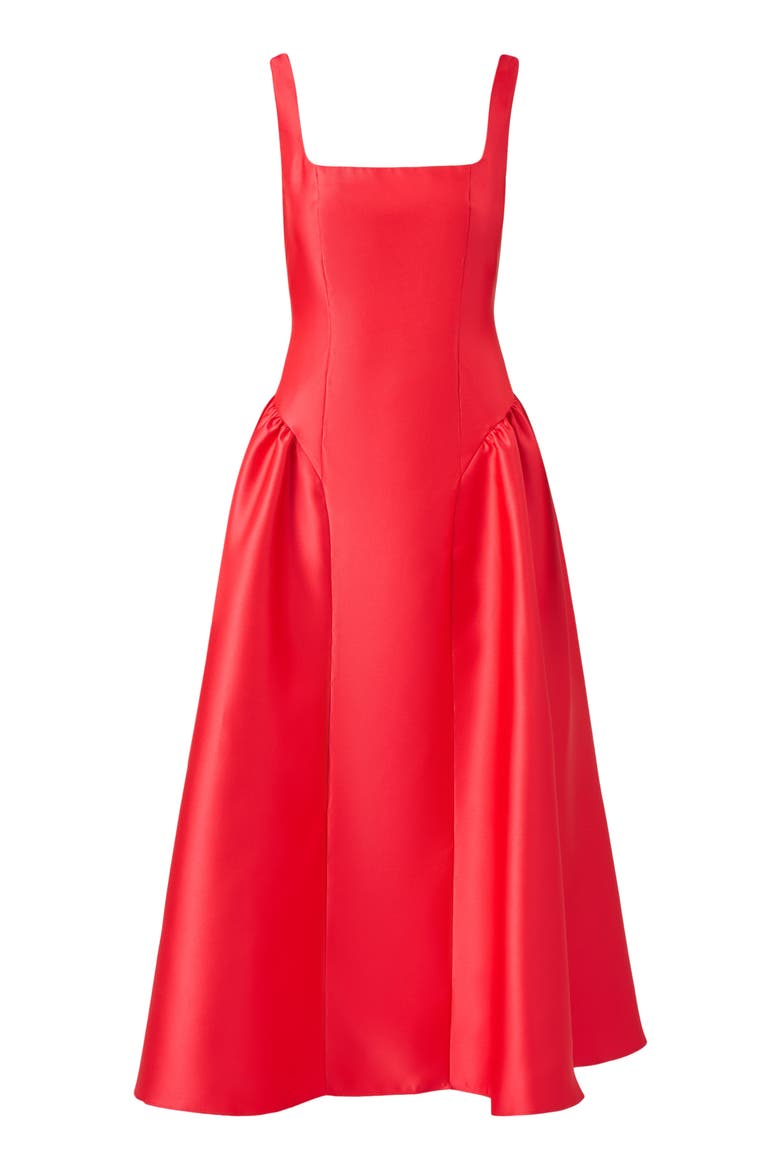Shirred Mikado Cocktail Dress, Alternate, color, PERSIMMON